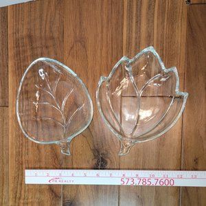 Set of 2 Leaf Candy Nut Relish Trays